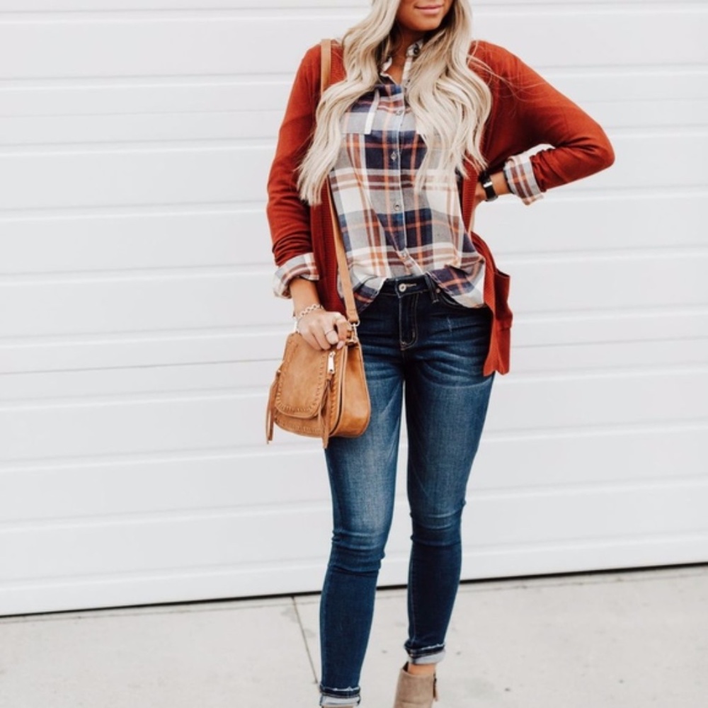 Plaid Button Down Casual Top - Picture 3 of 12